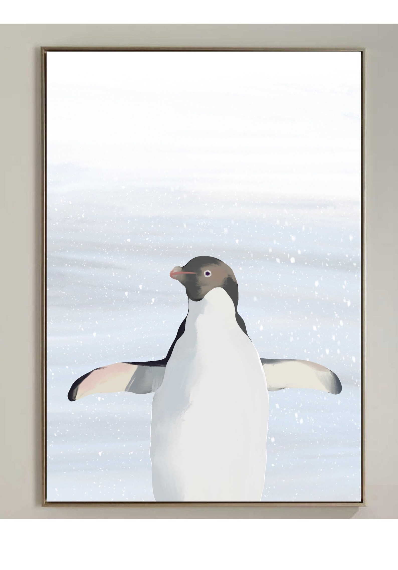 Illustration Pinguin Druck illustriert Pinguin Wandkunst | Etsy