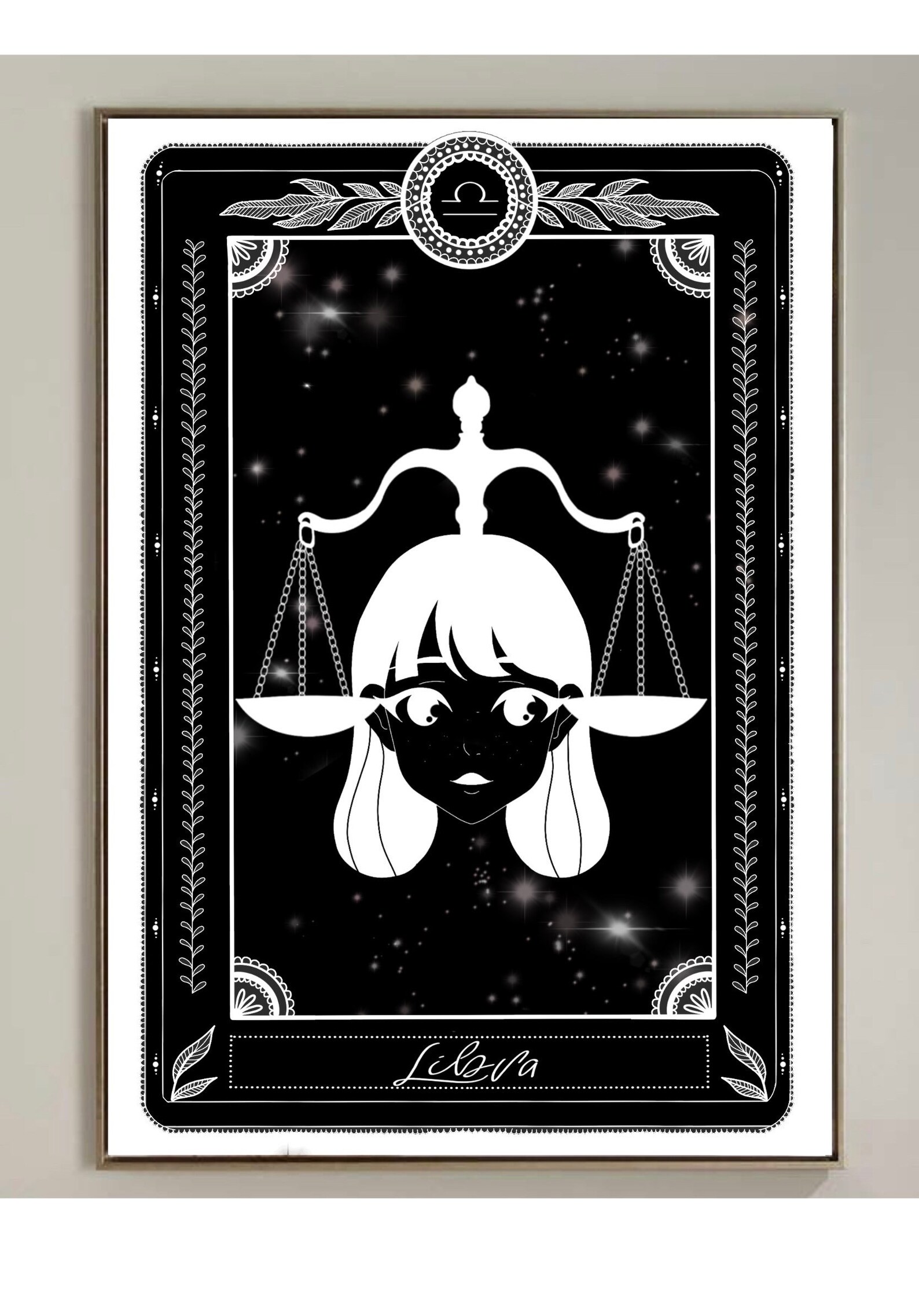 Zodiac Print Libra Tarot Card Poster Zodiac Wall Art Size Etsy