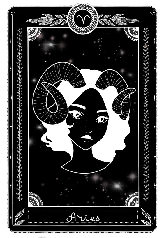 Zodiac Print Aries Tarot Card Poster Zodiac Wall Art