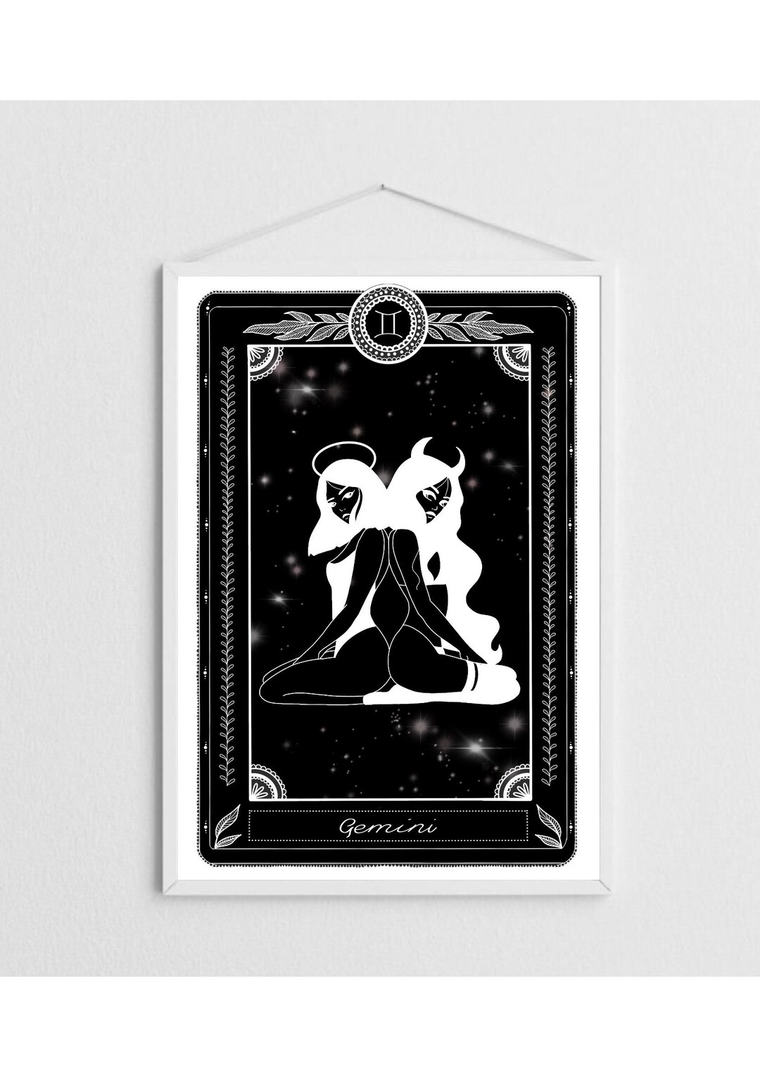 Gemini Zodiac Print, Gemini Tarot Card Poster, Zodiac Wall Art, Size A4