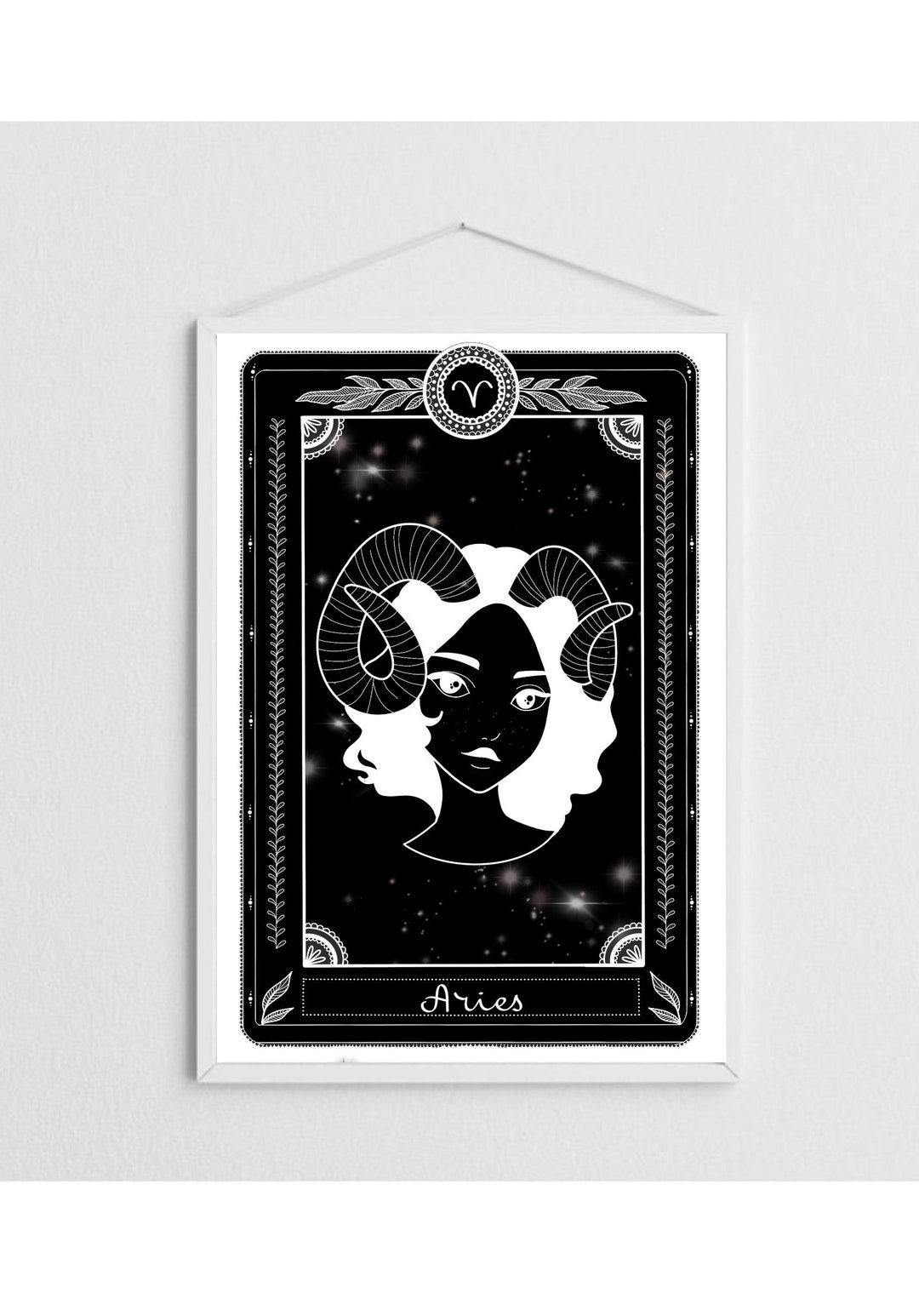 Aries Zodiac Print, Aries Tarot Card Poster, Zodiac Wall Art, Size A4