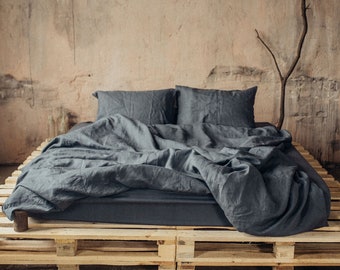 Linen Bedding Set | Basalt Grey color | Duvet Cover and 2 Pillow Cases