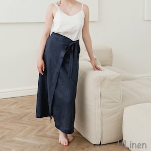 Adjustable Linen Wrap Skirt, linen midi skirt, linen elastic waist skirt, linen skirt women, Linen Maxi Skirt, Summer Skirt, High Waist