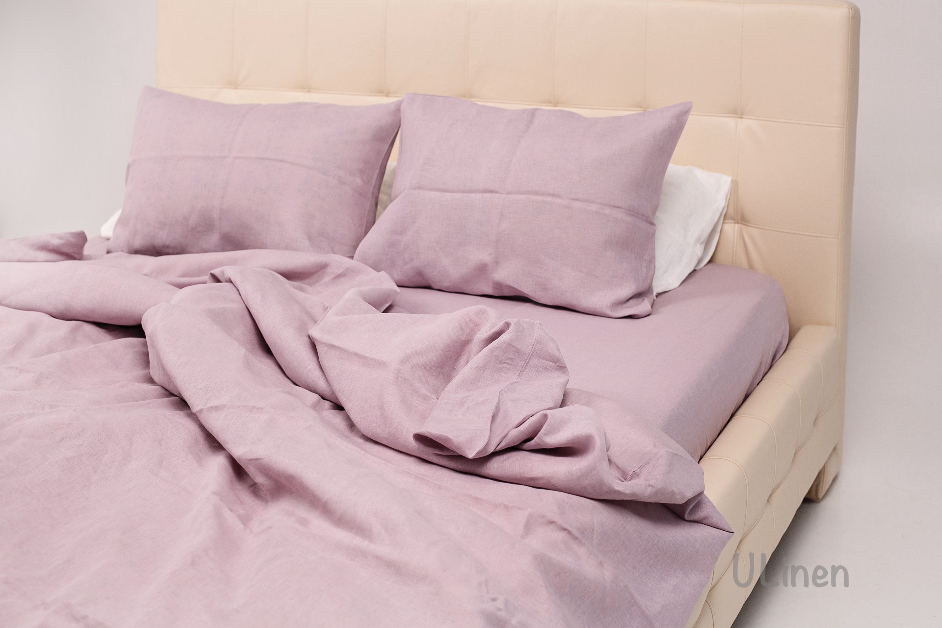 Linen Fitted Sheet Light Pink Color Queen Full King Etsy