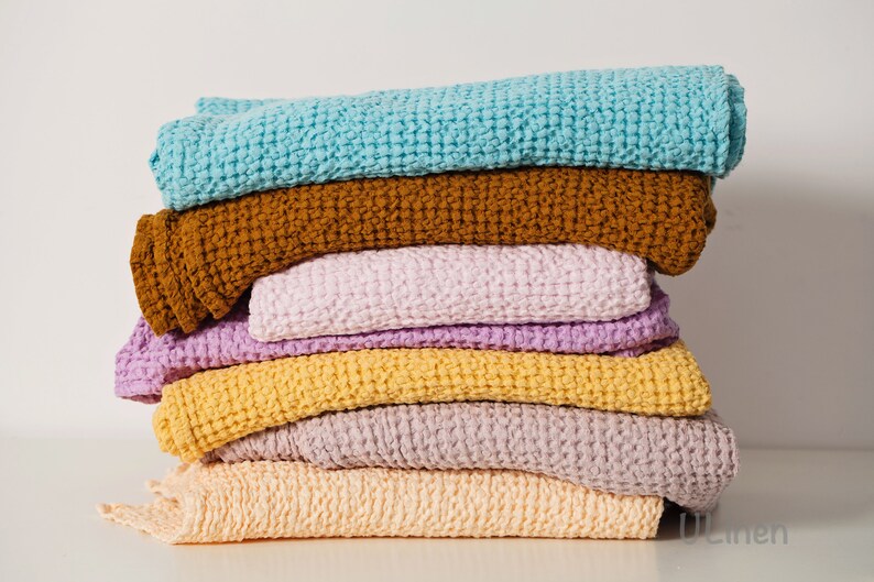Pastel violet waffle linen bath towel / Linen Towel / White color / Bath Waffle Towel image 7