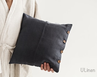 Linen Deco Pillowcase in Basalt Grey Color