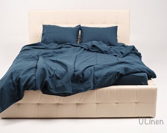 Linen Bedding Set | Green Blue color | Duvet Cover and 2 Pillow Cases