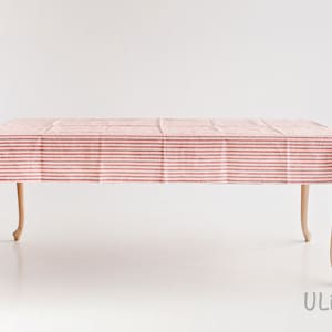 Red Сheckered Linen Tablecloth (150x265 cm / 59x104&quot;)