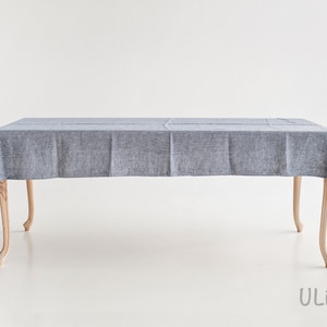 Mantel de lino en color azul intenso (140 x 250 cm / 55 x 100&quot;)
