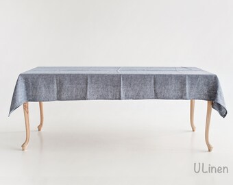 Linen Tablecloth in Deep Blue Color (140x250 cm / 55x100")