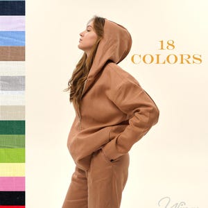 Linen Aspen Hooded Jacket | Oversized Linen Hoodie | Breathable Linen Coat | Relaxed Fit Linen Cardigan | Plus Size Linen Outerwear | Summer