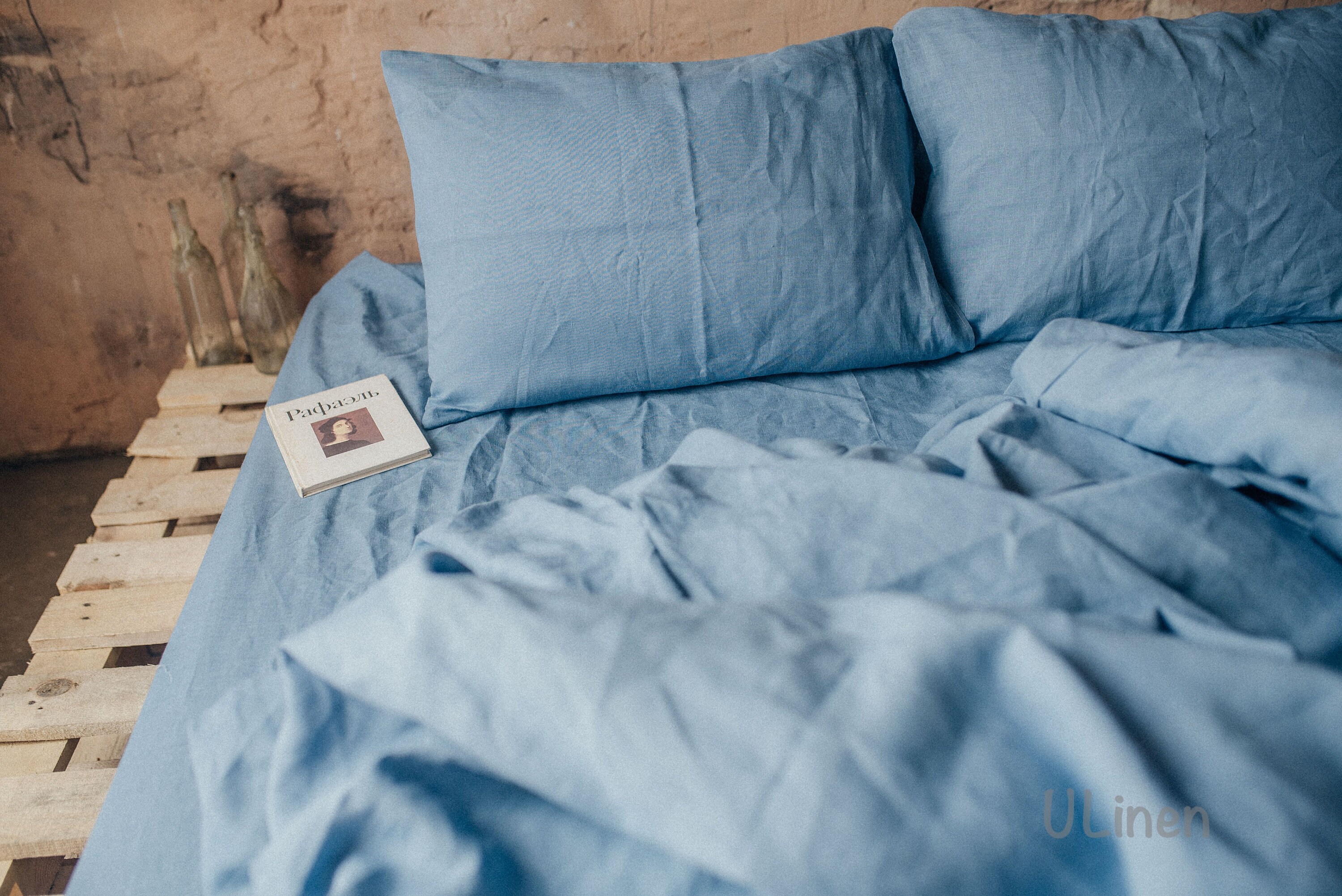 Linen Pillowcase Brilliant Blue Color 1 Linen Pillow Case Etsy