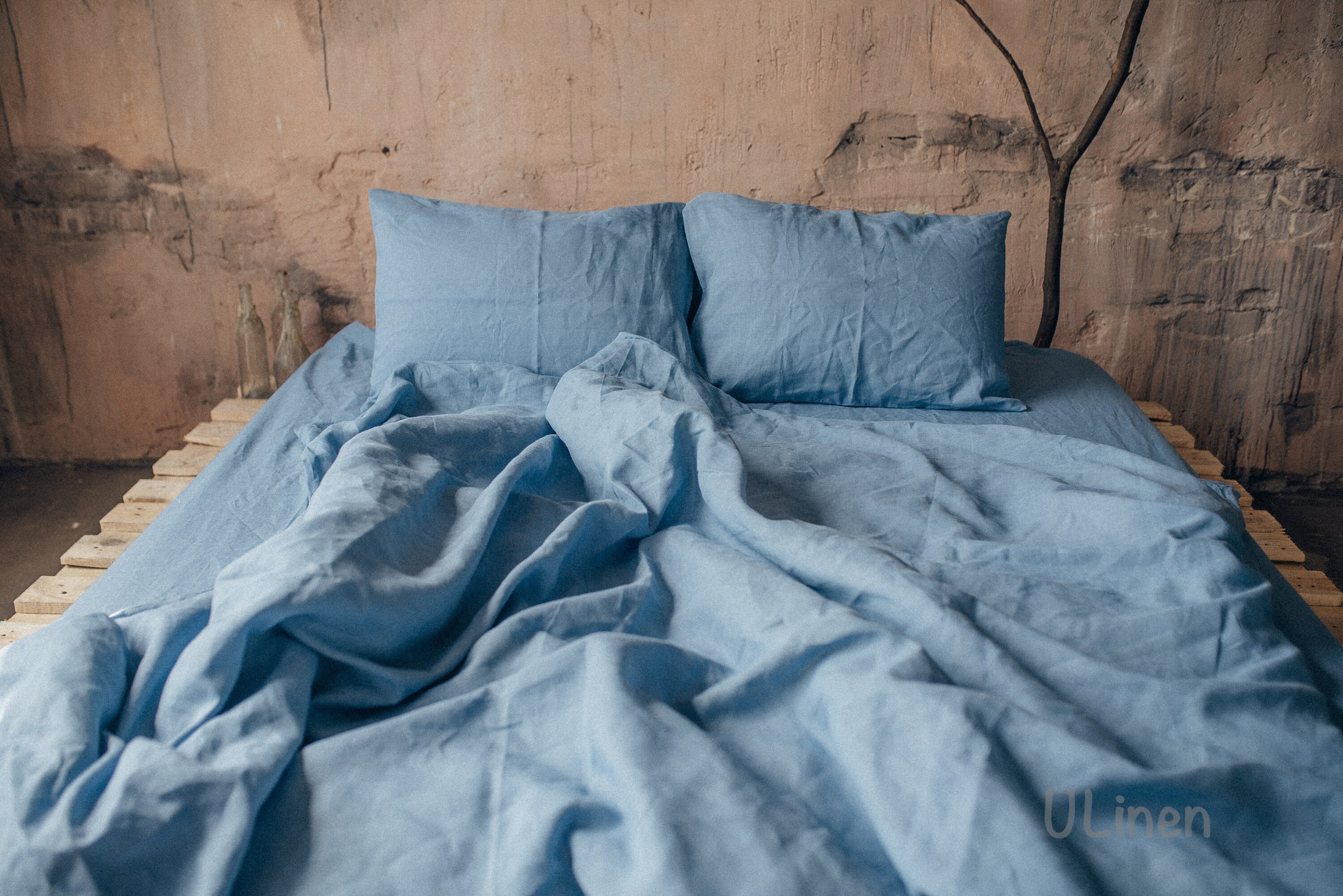 Linen Pillowcase Brilliant Blue Color 1 Linen Pillow Case Etsy