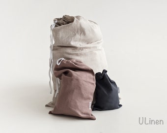 Set of 3 Linen Laundry Bags / Travel Bags (50x80 cm / 20x32" each)