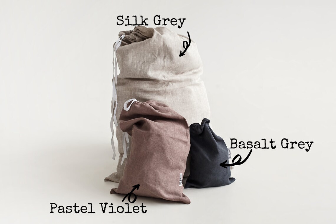 Set of 3 Linen Laundry Bags / Travel Bags 20x30 Cm / Etsy