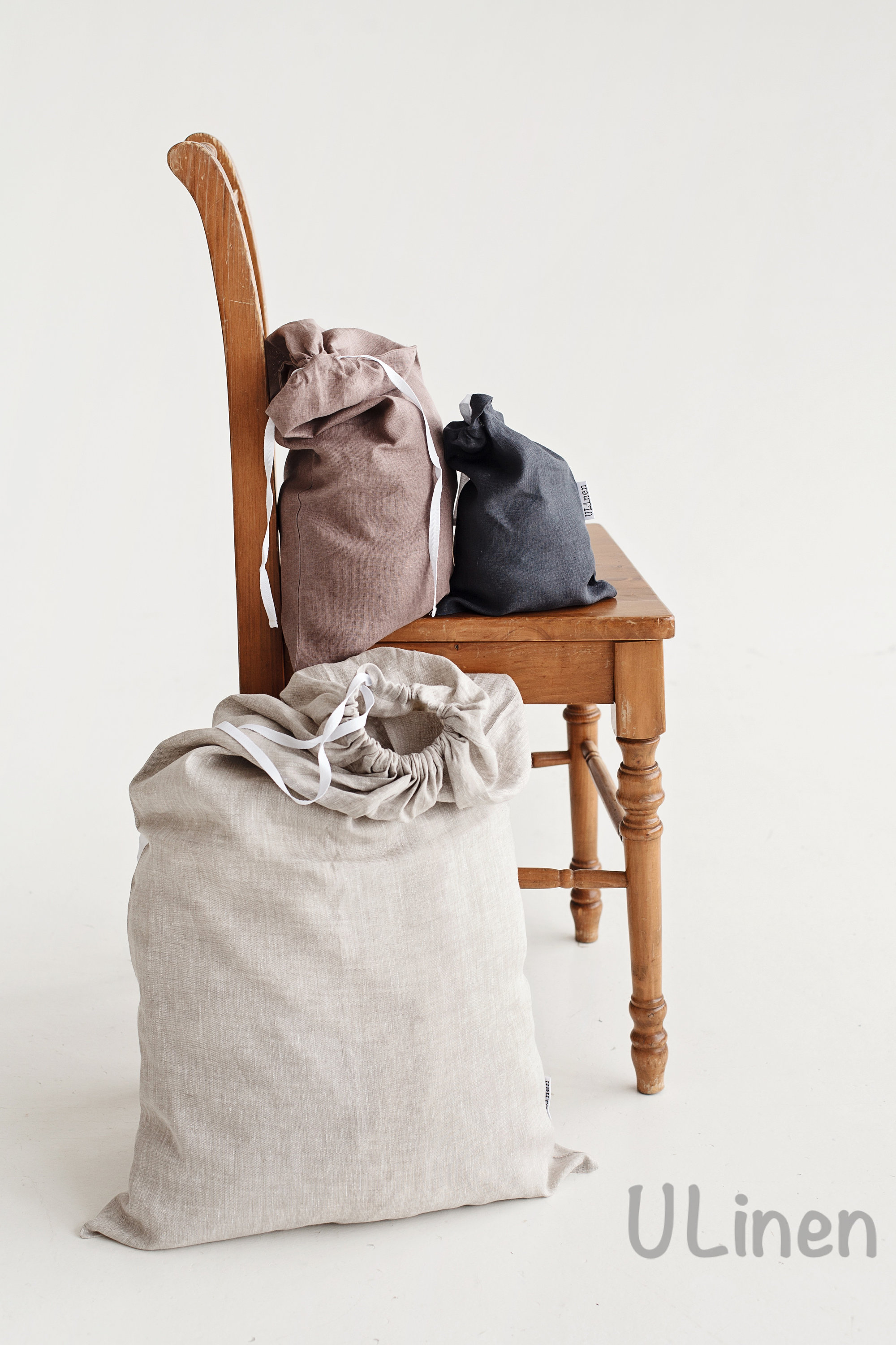 Set of 3 Linen Laundry Bags / Travel Bags 30x50 Cm / Etsy UK