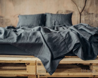 Linen Sheet Set | Basalt Grey color | Fitted Sheet, Flat Sheet and 2 Pillow Cases