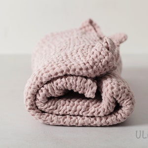 Pastel violet waffle linen bath towel / Linen Towel / White color / Bath Waffle Towel