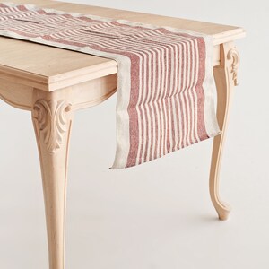 Linen Table Runner in Red Stripes (146x50 cm | 58x20")
