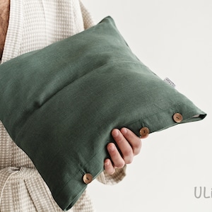 Linen Deco Pillowcase in Reseda Green Color