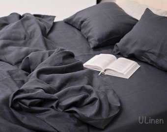 Linen Duvet Cover Queen, King, Twin in Basalt Grey color / 100% Natural Linen Bedding