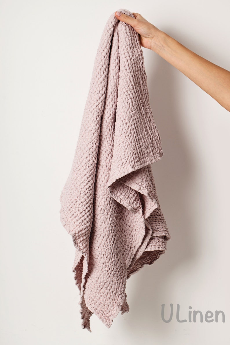 Pastel violet waffle linen bath towel / Linen Towel / White color / Bath Waffle Towel image 2