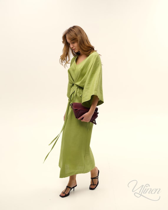 boho linen maxi dress Boho Linen Maxi Dress, Wrap Dress, Sleeveless With Pockets