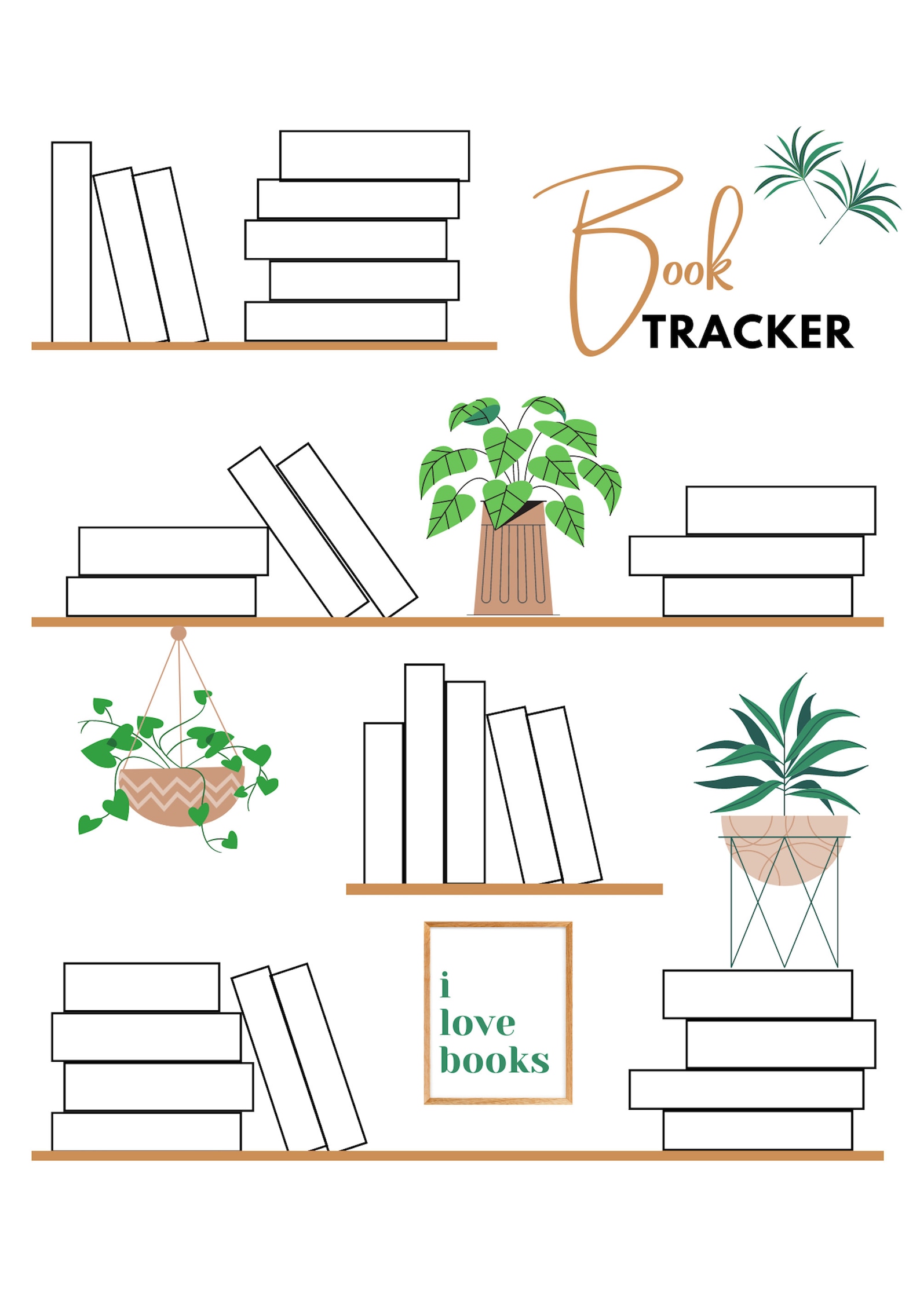 Tropical Bookshelf Reading Tracker Printable Reading List Etsy