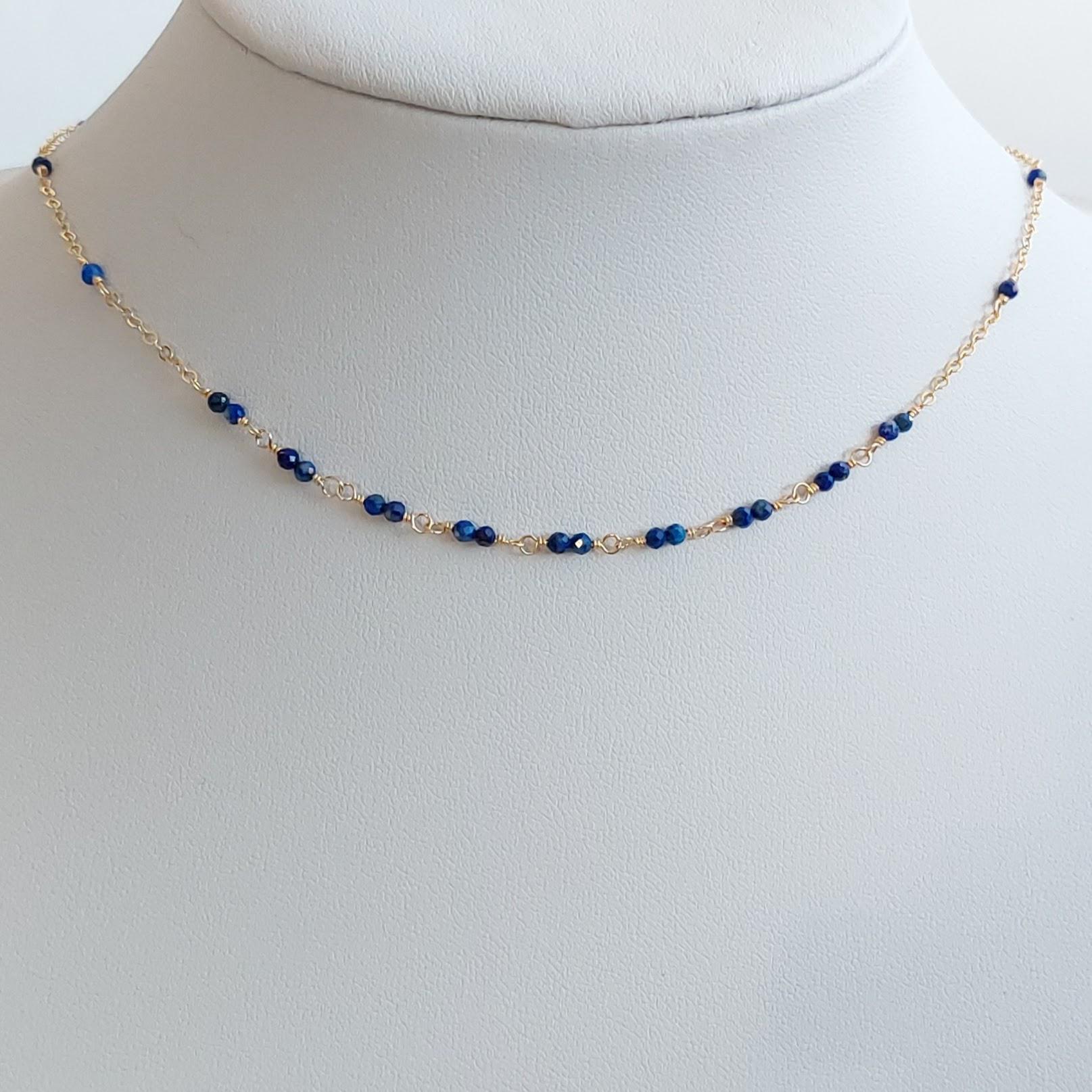 Dainty Lapis Lazuli Faceted 14k Gold Filled Necklace