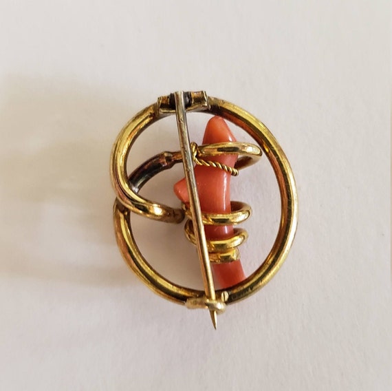 Victorian Gold and Coral Pin - image 4