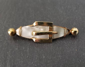 Victorian Gold & Mother of Pearl Buckle Pin