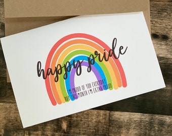 Pride Month Card | Happy Pride Card Blank Note | Hand Lettered Pride Card | Ally Pride Month Custom Card | LGBTQ Greeting Pride Rainbow Card