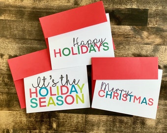 Set of 6 Holiday Cards | Holiday Greeting Card | Hand-Lettered Santa Christmas Card | Custom Christmas Card | Christmas Greeting Cards