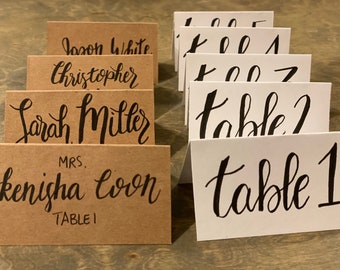 Hand Lettered Place Cards | Calligraphy Escort Cards | Minimalist Sitting Signs | Modern Wedding Place Cards Templates | Wedding Place Cards