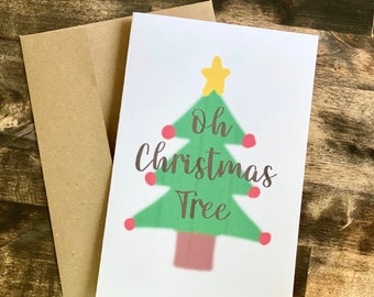 Oh Christmas Tree Card | Christmas Greeting Card | Greeting Card Envelop Set | Festive Holiday Tree Card | New Year Handmade Thank You Cards