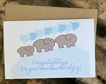 Congratulation Card | Elephant Achievement Card | Baby Shower Custom Card | Hand-Lettered Housewarming Card | Share Love Card | Elegant Card