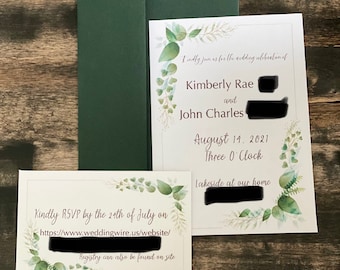 Printed Greenery Wedding Invitations | Printed Invitations Card | Floral Wedding Invitation | Customized Printed Invitations | Response Card