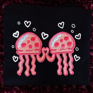 JELLY FISH LOVE Valentines Theme,  Cute Bikini Bottom Funny Hearts Machine Embroidery Design File , Instant Download , 4 Sizes