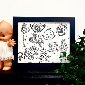 Hand-Made Traditional Framed Tattoo Flash Artwork