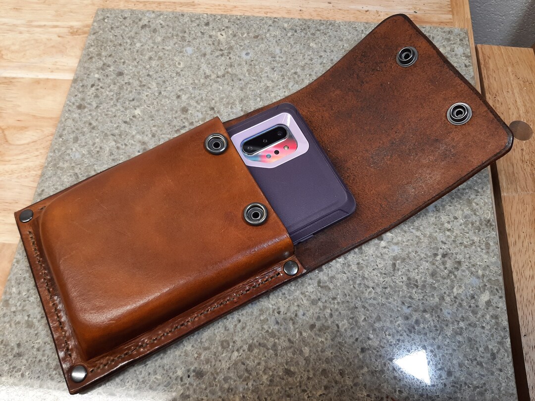Large Heavy Duty Leather Cell Phone Holster for iPhone or Samsung