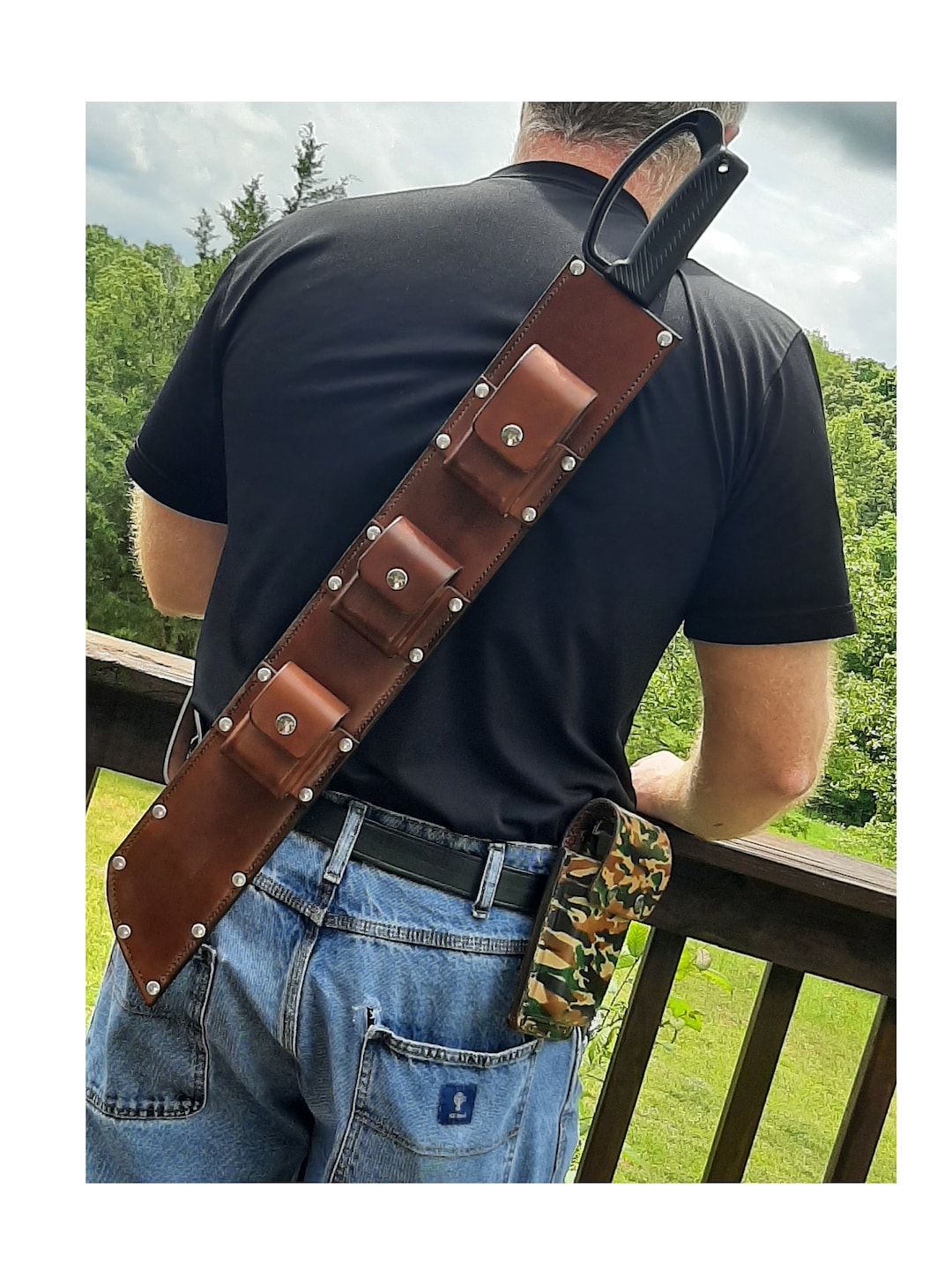 Machete Sheath Handmade With Shoulder Strap heavy THICK Leather
