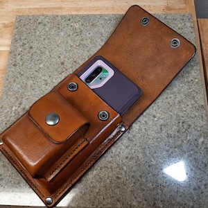 Belt Clip Large Heavy Duty Leather Cell Phone Holster for Iphone or Samsung Galaxy with Credit Card and ID Holder