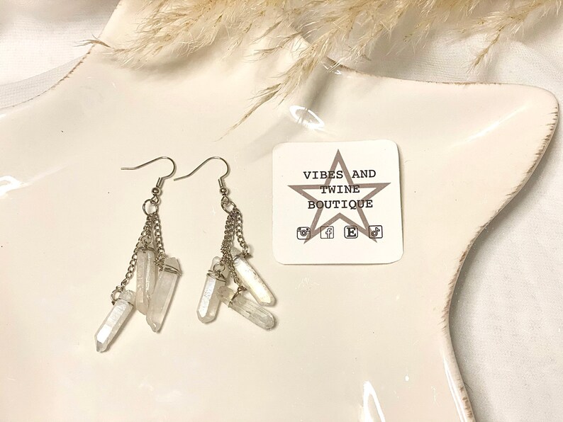 wrapped quartz chandelier earrings