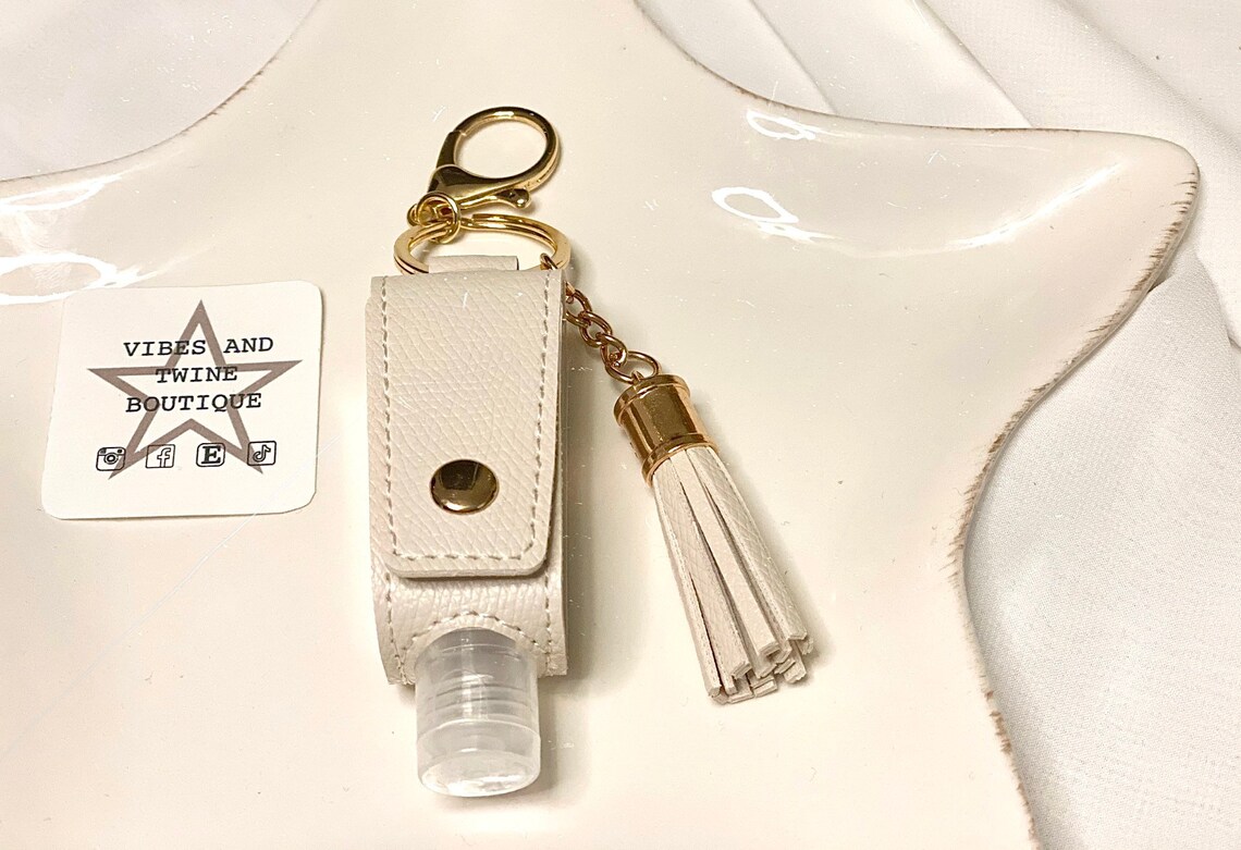 Hand sanitizer keychain in cream Etsy
