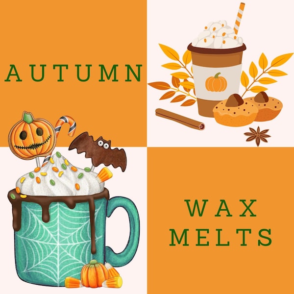 Fall Scent Wax Melts, Pumpkin Marshmallow Wax Melts, Autumn Leaves, Sweater Weather, Apple Picking, Autumn Wax Melts, Strong Scented Melts