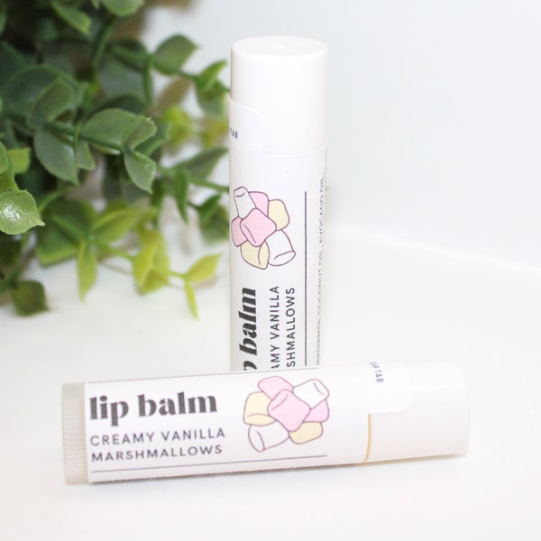 Vanilla Marshmallow Lip Balm, All Natural Lips Care, Flavored Chapstick, Lips Smacker, Jojoba Avocado, Baby Shower Favors, Wholesale Product
