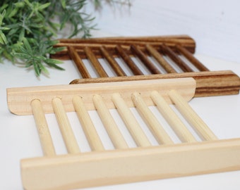 Bamboo Soap Tray, Natural Wooden Dish Rack, Bathroom Accessories, Self Draining Holder, Plastic Free Zero Waste Eco-Friendly Kitchen Gadgets