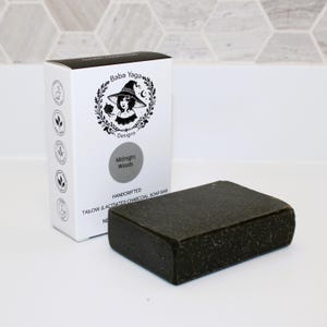 Midnight Woods Soap, Tallow Activated Charcoal Bar for Men, Face Cleanse, Iced Vanilla Woods, Birthday Gift Him, Morning Wood Shower