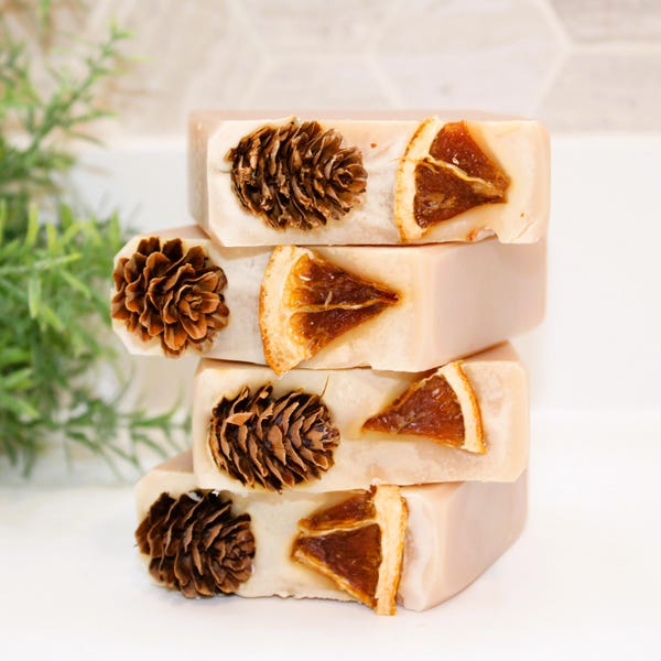 Christmas Cottage Soap Bar, Citrus Fall Spice Spruce, Farmhouse Holiday Gift Him, Birthday Gifts Men, Stocking Stuffer Her