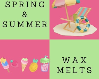 Spring Summer Scent Wax Melts, Raspberry Vanilla, Mango Coconut, Fruit Loops, Lemongrass Tea, Soy Clams, Clean Cotton, Strong Scented Wax